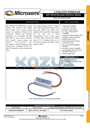 LXMG221W-0700030-D0 datasheet - 30W 700mA Dimmable LED Driver Module