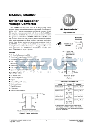 MAX829EUK datasheet - Switched Capacitor Voltage Converter