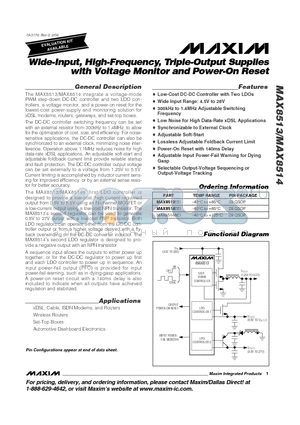 MAX8513 datasheet - Wide-Input, High-Frequency, Triple-Output Supplies with Voltage Monitor and Power-On Reset