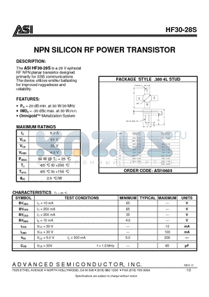 HF30-28S_07 datasheet - NPN SILICON RF POWER TRANSISTOR