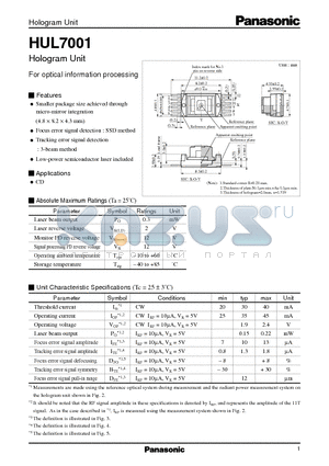 HUL7001 datasheet - Hologram Unit