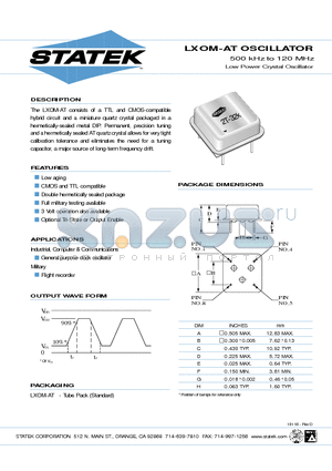LXOM-AT datasheet - Low Power Crystal Oscillator