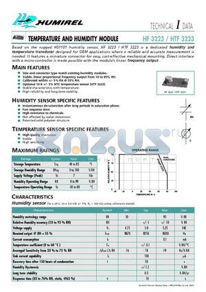 HF3223 datasheet - TEMPERATURE AND HUMIDITY MODULE