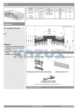 P9/430 datasheet - Heatsink For capsule devices
