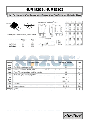 HUR1530S datasheet - High-Performance Wide Temperature Range Ultra Fast Recovery Epitaxial Diode