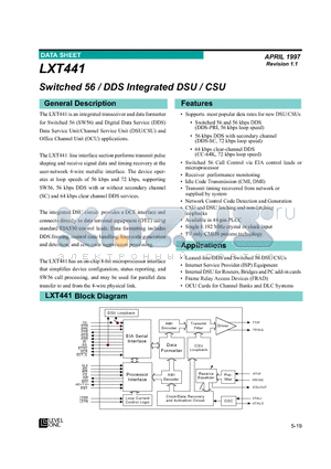 LXT441 datasheet - Switched 56/DDS Integrated DSU/CSU