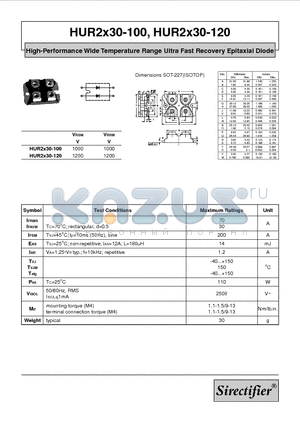 HUR2X30-100 datasheet - High-Performance Wide Temperature Range Ultra Fast Recovery Epitaxial Diode