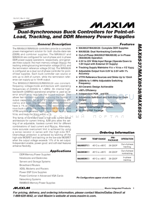 MAX8539EEI datasheet - Dual-Synchronous Buck Controllers for Point-of- Load, Tracking, and DDR Memory Power Supplies