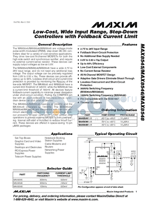 MAX8548 datasheet - Low-Cost, Wide Input Range, Step-Down Controllers with Foldback Current Limit