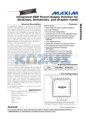 MAX8550AETI datasheet - Intergrated DDR Power-Solution for Desktops, Notebooks, and Graphi Bill