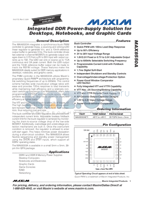 MAX8550A datasheet - Intergrated DDR Power-Solution for Desktops, Notebooks, and Graphi Bill