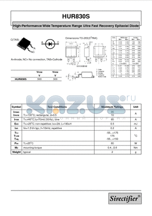 HUR830S datasheet - High-Performance Wide Temperature Range Ultra Fast Recovery Epitaxial Diode