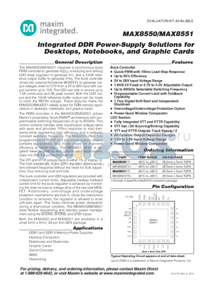MAX8550_13 datasheet - Integrated DDR Power-Supply Solutions for Desktops, Notebooks, and Graphic Cards