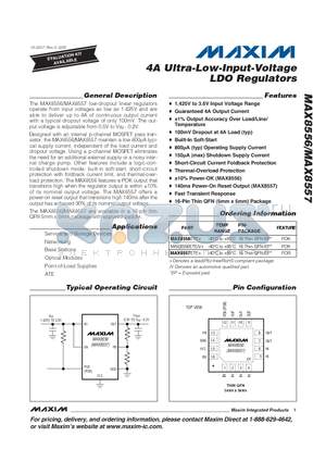 MAX8556ETE/V+ datasheet - 4A Ultra-Low-Input-Voltage LDO Regulators