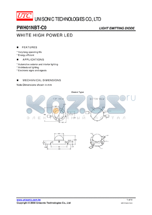 PWH01NBT-C0 datasheet - WHITE HIGH POWER LED