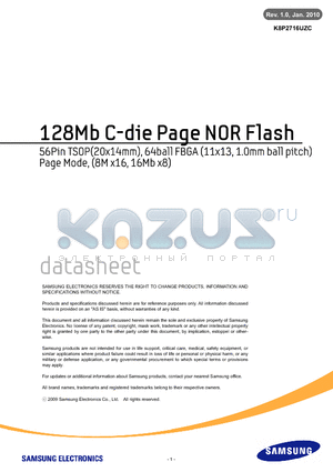 K8P2716UZC datasheet - 128Mb C-die Page NOR Flash