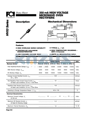 HV03-10 datasheet - 350 mA HIGH VOLTAGE MICROWAVE OVEN RECTIFIERS