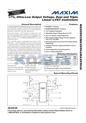 MAX8563 datasheet - 1%, Ultra-Low Output Voltage, Dual and Triple Linear n-FET Controllers