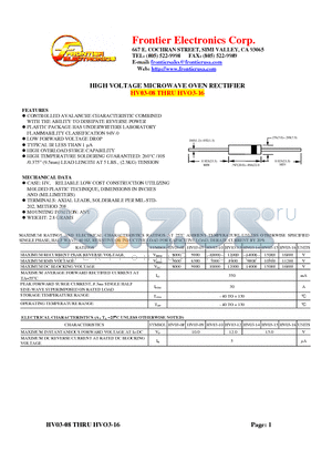 HV03-15 datasheet - HIGH VOLTAGE MICROWAVE OVEN RECTIFIER