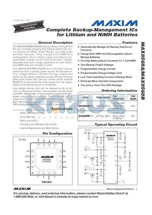 MAX8568A datasheet - Complete Backup-Management ICs for Lithium and NiMH Batteries