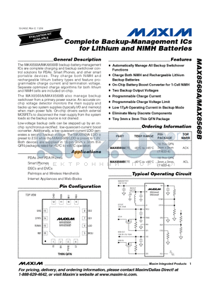 MAX8568AETE datasheet - Complete Backup-Management ICs for Lithium and NiMH Batteries