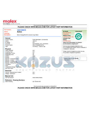 K922-00000-00054 datasheet - Micro-Change (M12) Closure Cap, Black