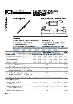 HV05-15 datasheet - 550 mA HIGH VOLTAGE MICROWAVE OVEN RECTIFIERS