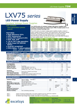 LXV75 datasheet - LED Power Supply
