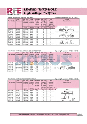 HV07-08 datasheet - LEADED (THRU-HOLE) High Voltage Rectifiers