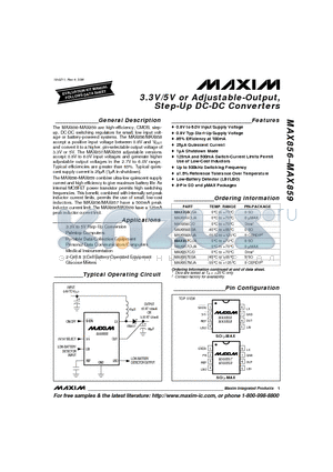 MAX856CSA datasheet - 3.3V/5V or Adjustable-Output, Step-Up DC-DC Converters