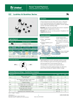 LXX04L3 datasheet - 4 Amp bi-directional solid state switch series is designed for AC switching