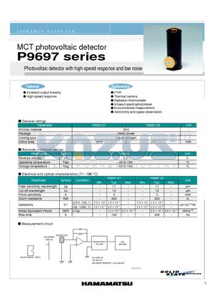 P9697 datasheet - MCT photovoltaic detector Photovoltaic detector with high-speed response and low noise