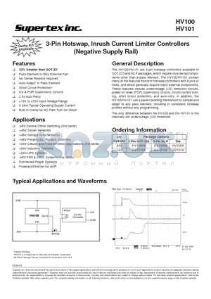 HV100K6 datasheet - 3-Pin Hotswap, Inrush Current Limiter Controllers