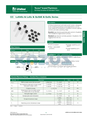 LXX8E3 datasheet - 0.8 Amp bi-directional solid state switch series is designed for AC switching
