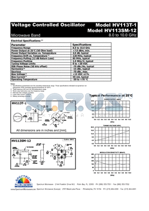 HV113SM-12 datasheet - Voltage Controlled Oscillator