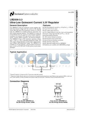 LM2936MM-3.3 datasheet - Ultra-Low Quiescent Current 3.3V Regulator