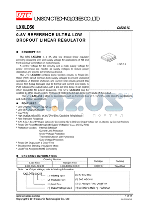 LXXLD50G-SH2-R datasheet - 0.8V REFERENCE ULTRA LOW DROPOUT LINEAR REGULATOR