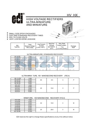 HV15PD datasheet - HIGH VOLTAGE RECTIFIERS ULTRA-MINIATURE AND MINIATURE