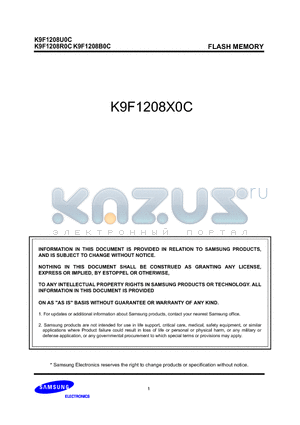 K9F1208X0C datasheet - 64M x 8 Bits NAND Flash Memory