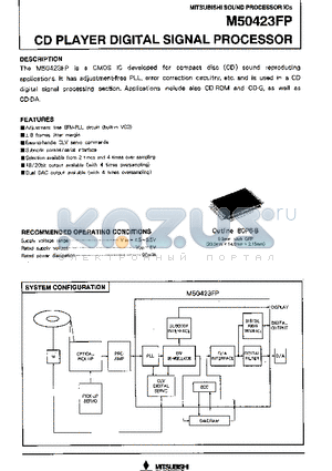 M50423FP datasheet - CD Player Digital Signal Processor