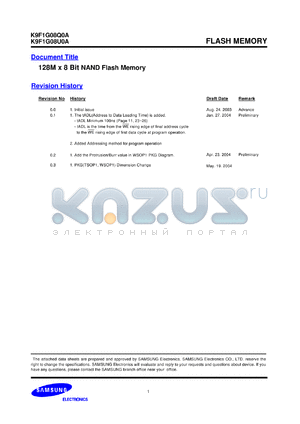 K9F1G08U0A datasheet - FLASH MEMORY