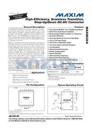 MAX8625AETD+ datasheet - High-Efficiency, Seamless Transition, Step-Up/Down DC-DC Converter