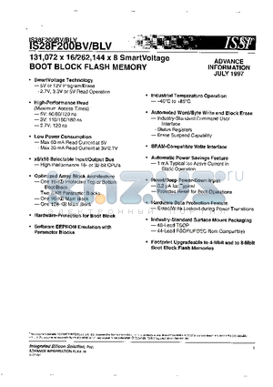 IS28F200BVB-80TI datasheet - 131,072 x 16/262,144 x 8 SmartVoltage BOOT BLOCK FLASH MEMORY