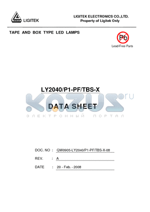 LY2040/P1-PF/TBS-X datasheet - TAPE AND BOX TYPE LED LAMPS