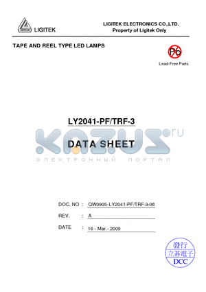 LY2041-PF-TRF-3 datasheet - TAPE AND REEL TYPE LED LAMPS