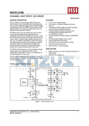 IS31FL3199 datasheet - 9-CHANNEL LIGHT EFFECT LED DRIVER