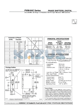 PWM-84C-200B datasheet - PHASE SHIFTERS, DIGITAL