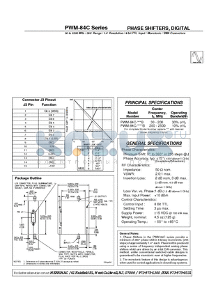 PWM-84C-2500B datasheet - PHASE SHIFTERS, DIGITAL