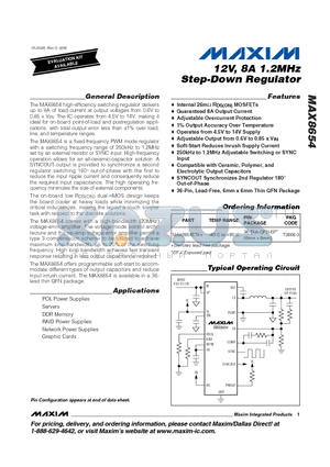 MAX8654ETX datasheet - 12V, 8A 1.2MHz Step-Down Regulator