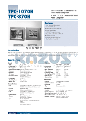 PWR-247-AE datasheet - 10.4 SVGA TFT LCD Celeron^ M Touch Panel Computer